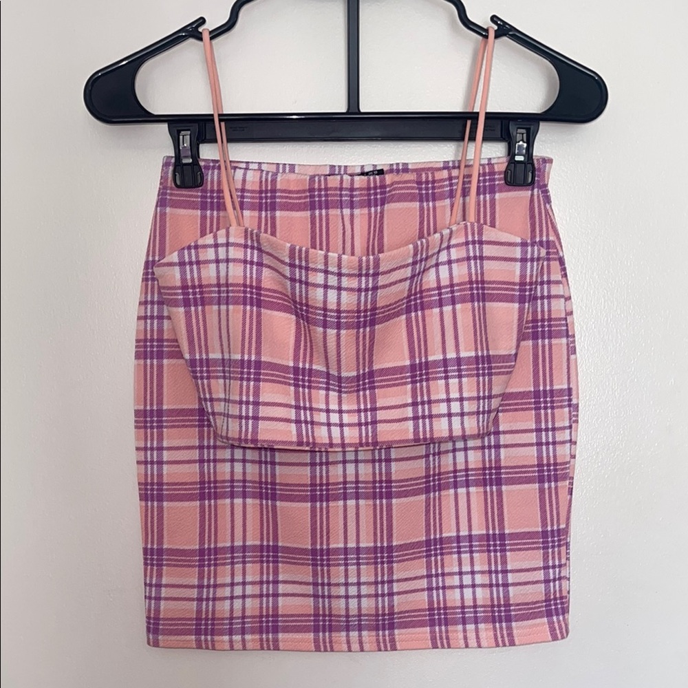 Boohoo Pink and Purple Pencil Skirt Set Mini Casual (6)